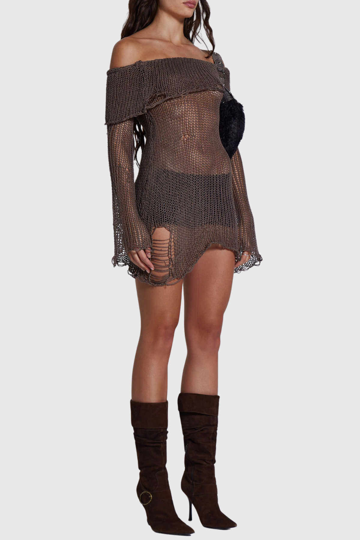 Emile Off Shoulder Knit Mini Dress