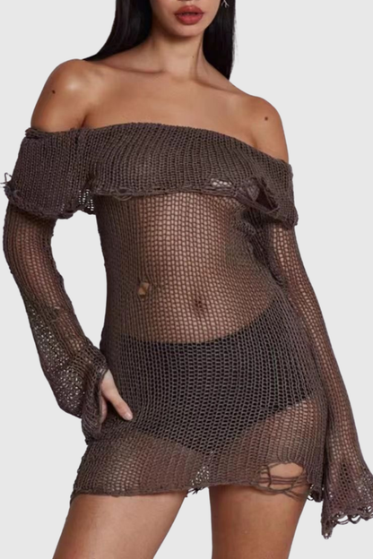 Emile Off Shoulder Knit Mini Dress