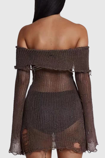 Emile Off Shoulder Knit Mini Dress