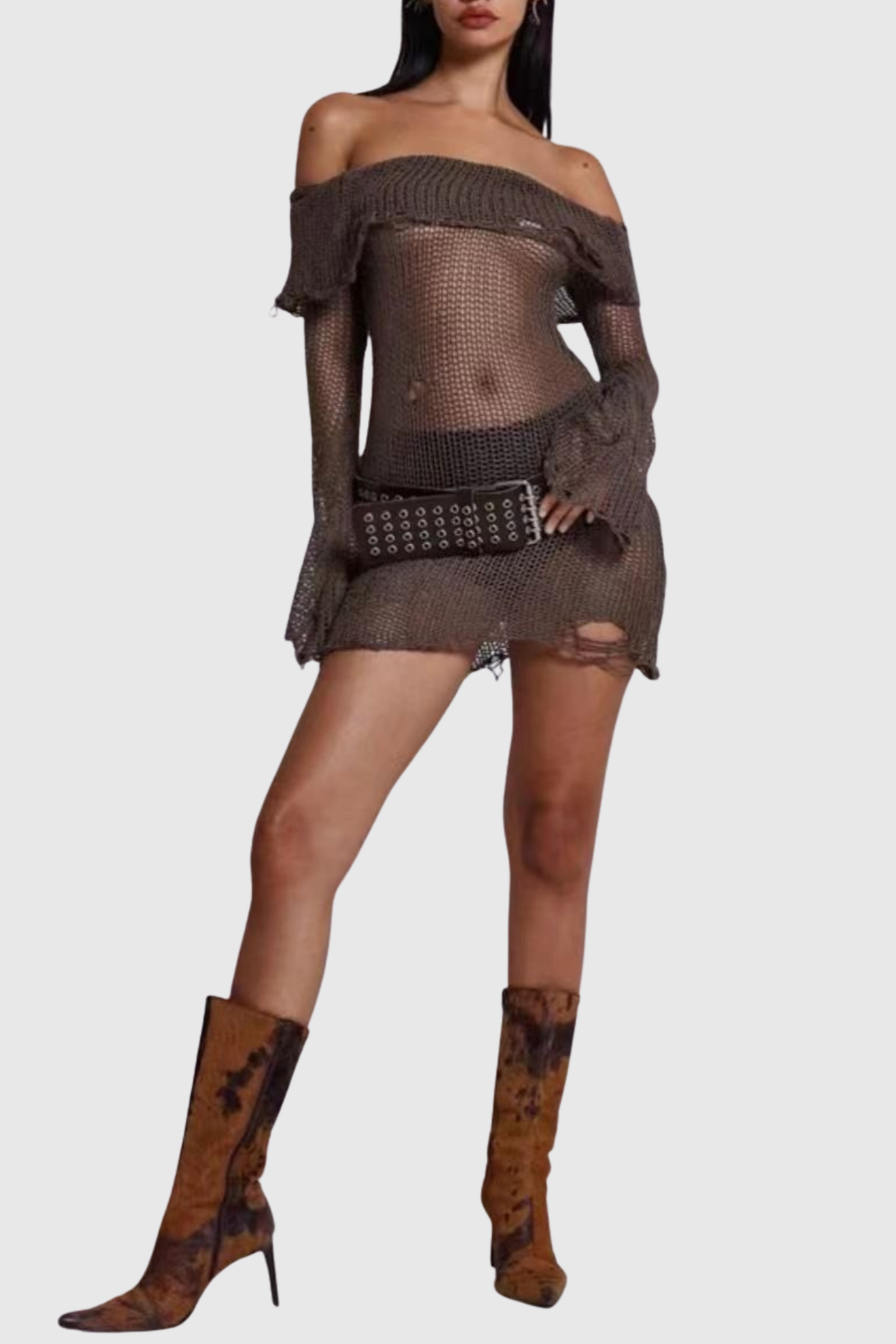 Emile Off Shoulder Knit Mini Dress