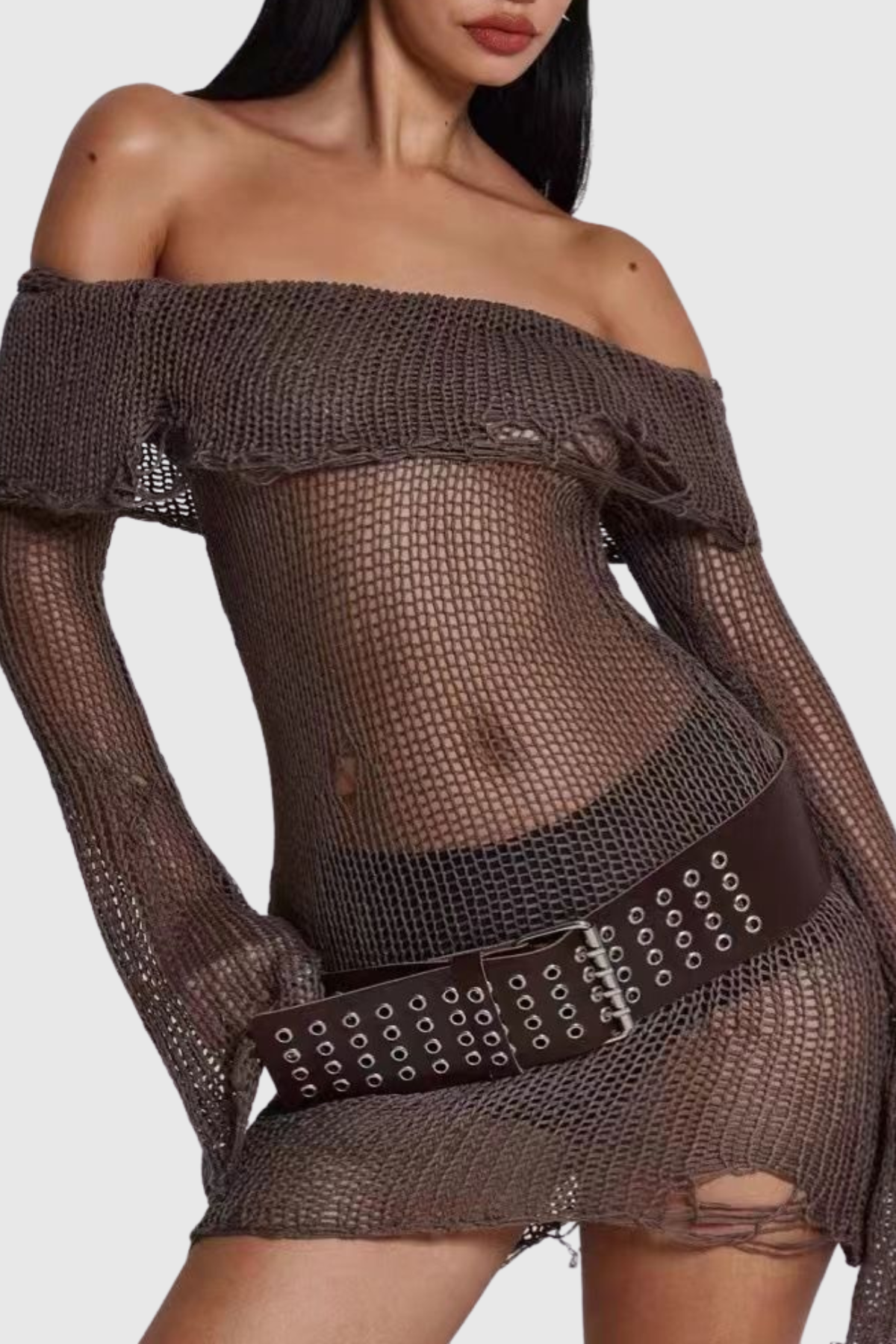 Emile Off Shoulder Knit Mini Dress