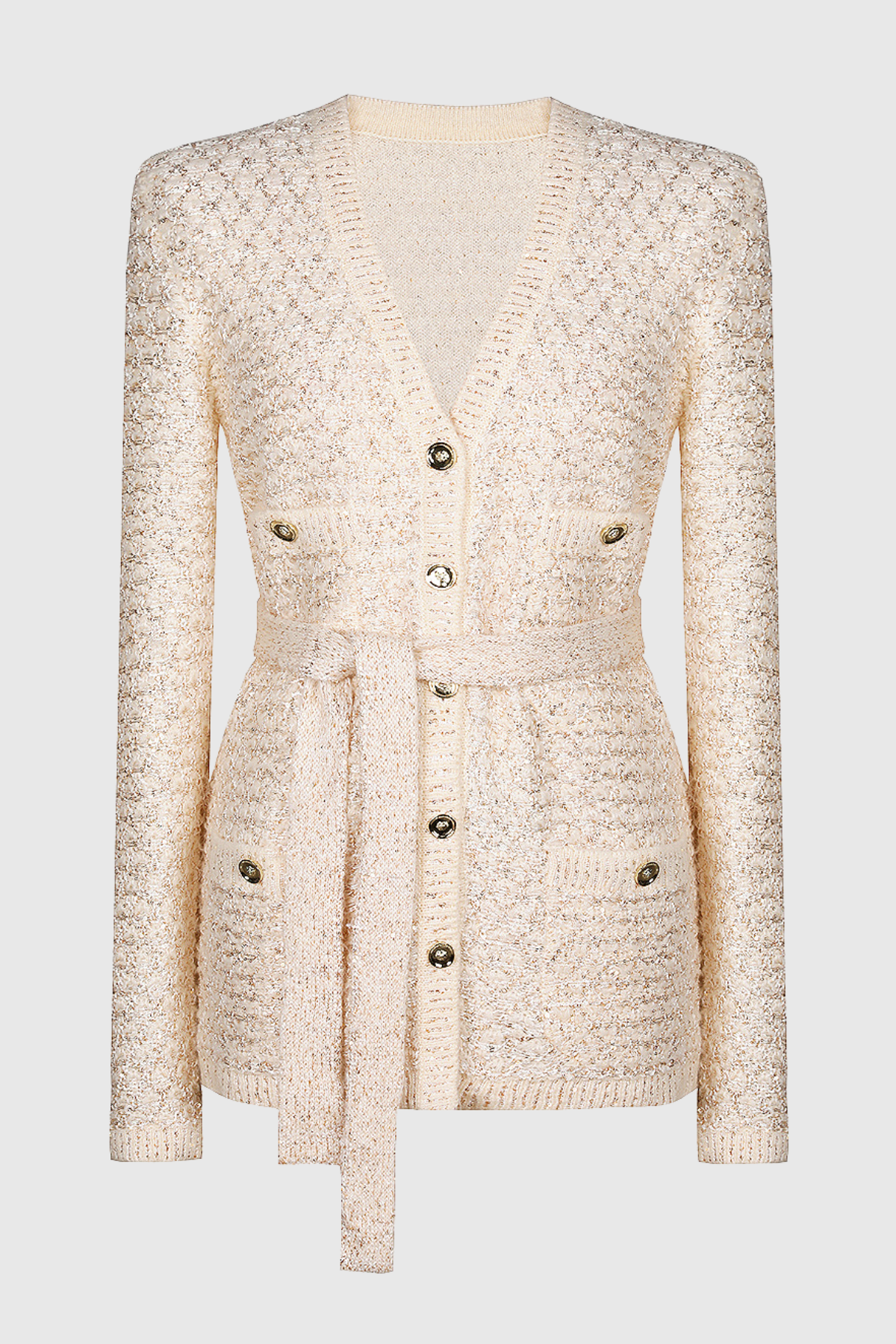 Emilia Sequin Embellished Cardigan - Beige