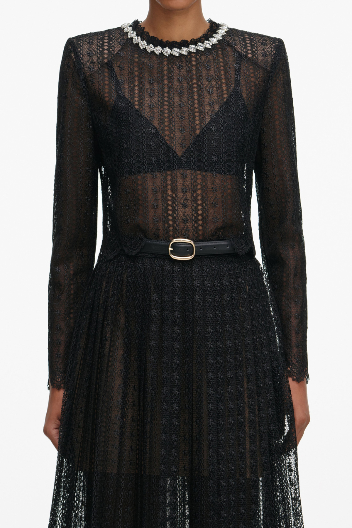 Emilo Crystal Embellished Lace Top