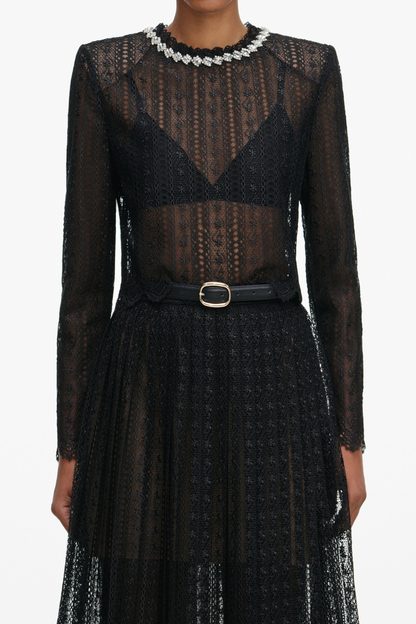 Emilo Crystal Embellished Lace Top