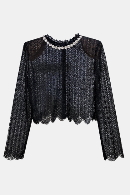 Emilo Crystal Embellished Lace Top