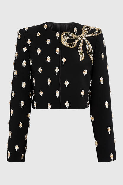 Emman Bow Embellished Beaded Jacket