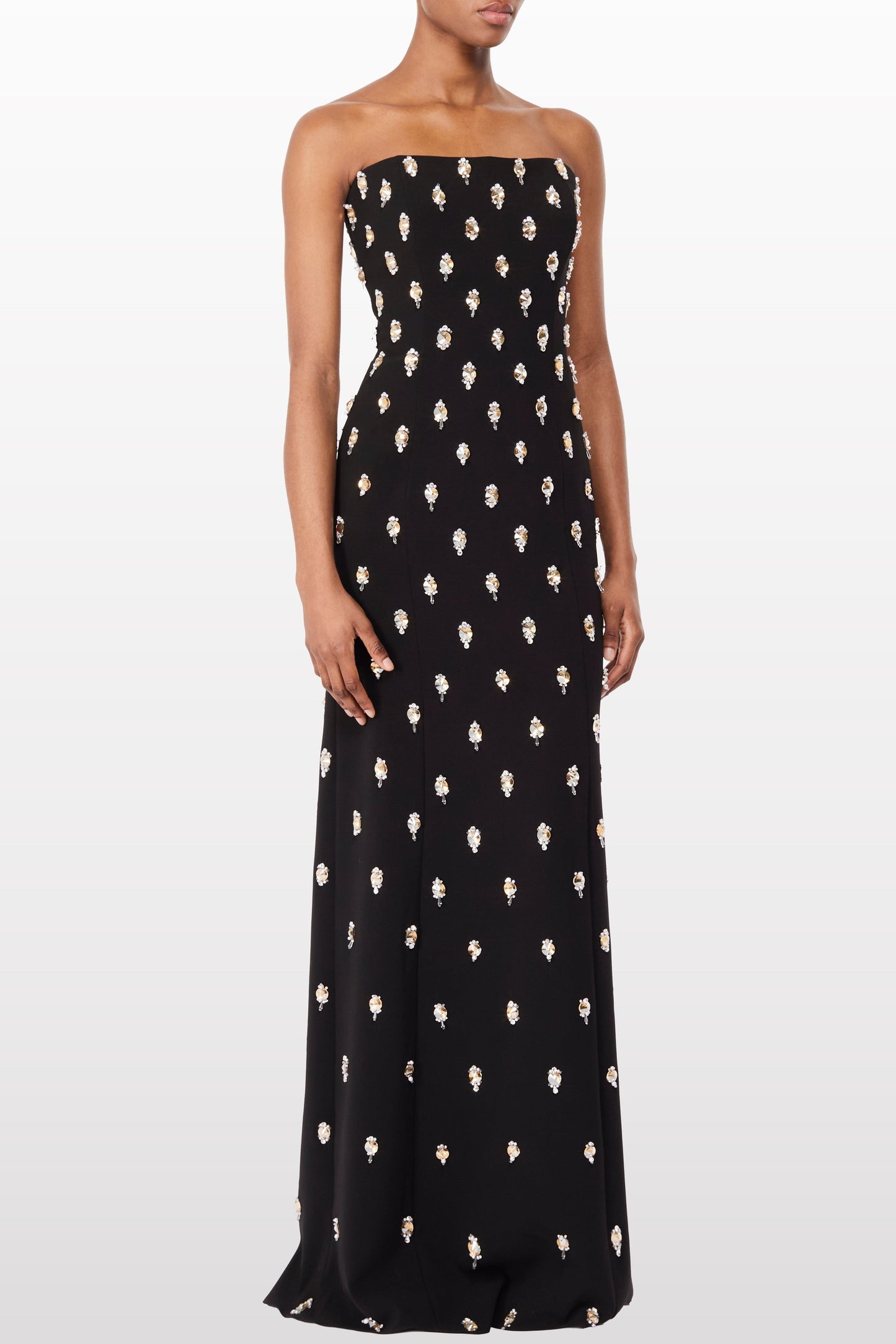 Emman Crystal Embellished Strapless Maxi Dress