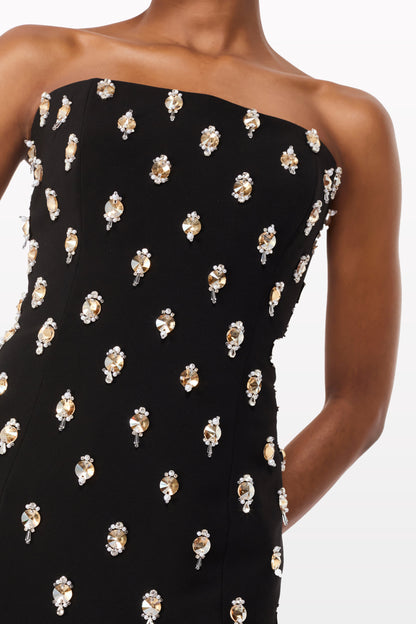 Emman Crystal Embellished Strapless Maxi Dress