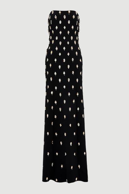 Emman Crystal Embellished Strapless Maxi Dress