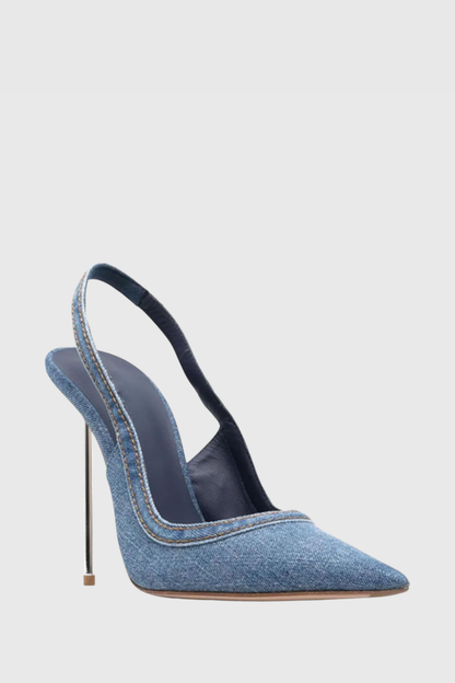 Emral Denim Slingback Steel Heels