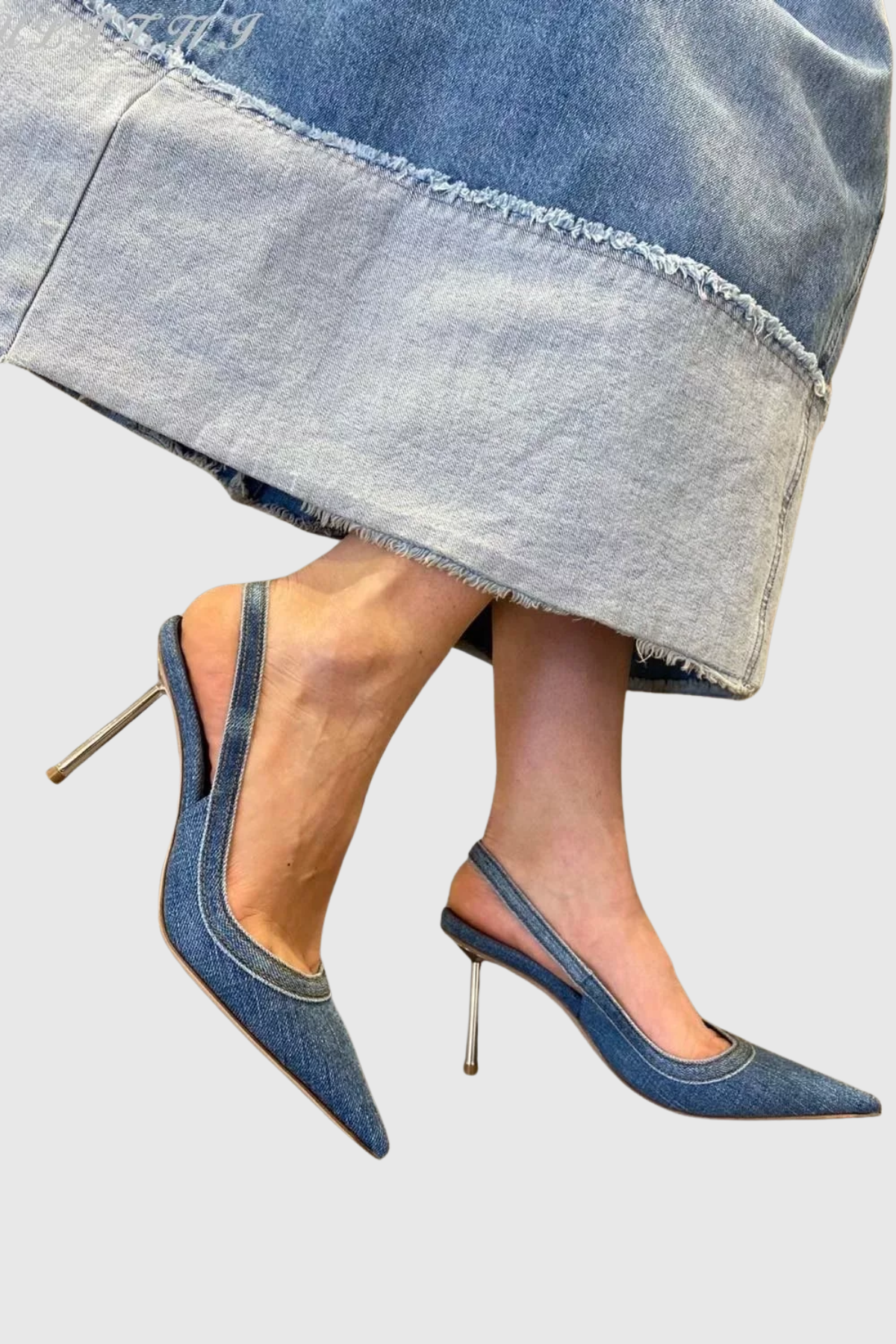 Emral Denim Slingback Steel Heels