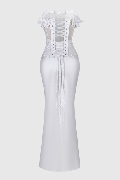 Engel Floral Corset & Satin Maxi Skirt Set