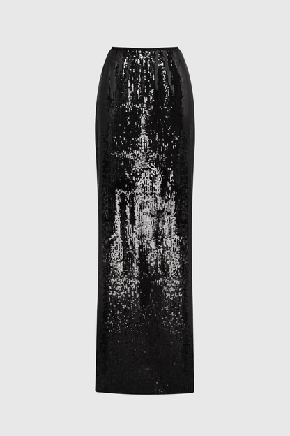 Ennis Sequin Corset & Maxi Skirt Set - Black