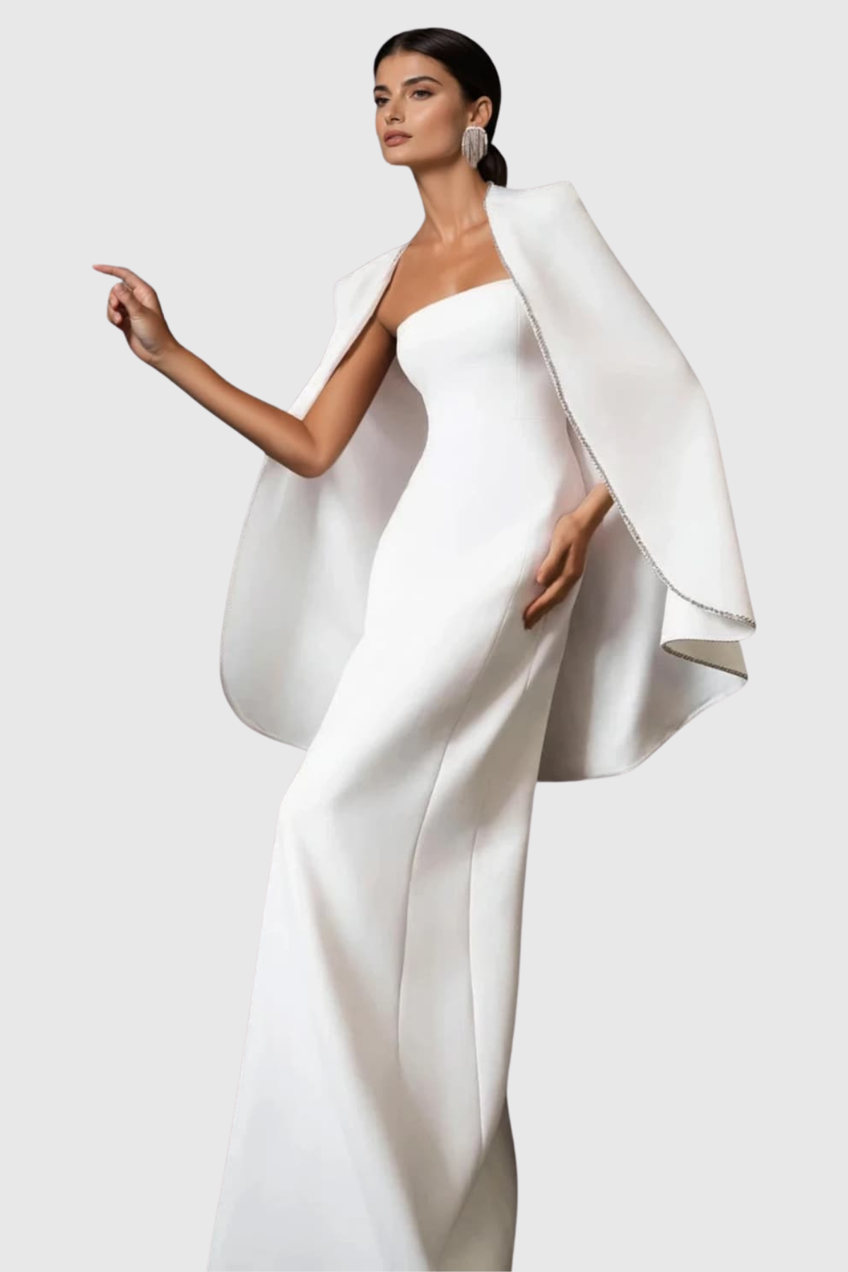 Enoch Strapless Mermaid Maxi Dress & Crystal Embellished Cape Set