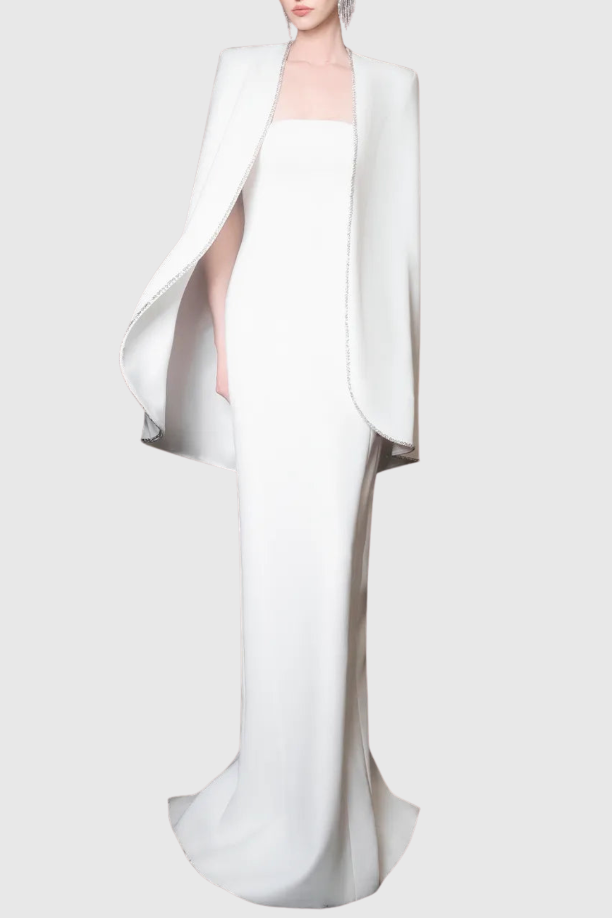 Enoch Strapless Mermaid Maxi Dress & Crystal Embellished Cape Set