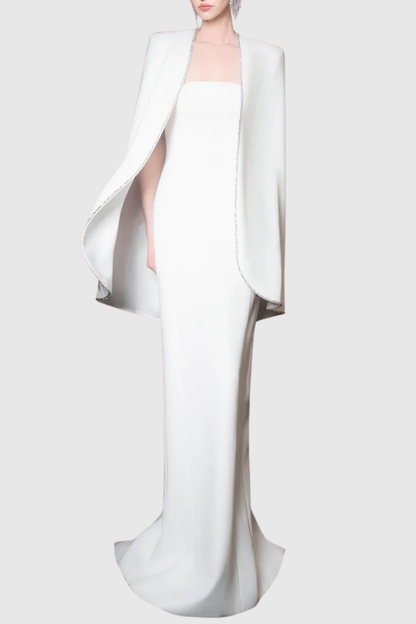 Enoch Strapless Mermaid Maxi Dress & Crystal Embellished Cape Set