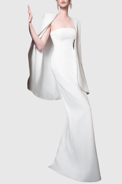 Enoch Strapless Mermaid Maxi Dress & Crystal Embellished Cape Set