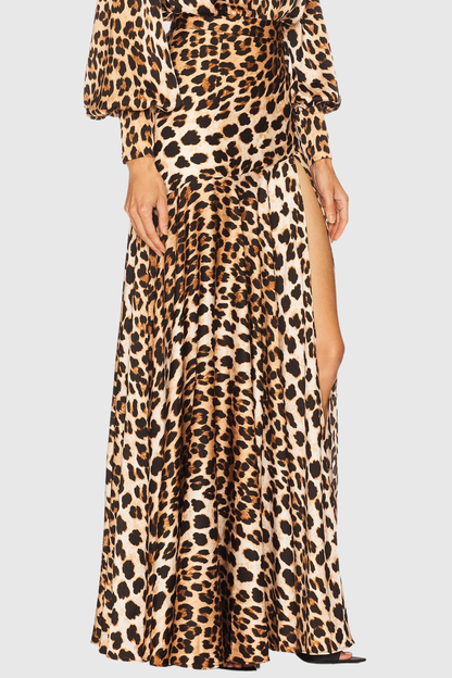Enrique Leopard Split Maxi Dress