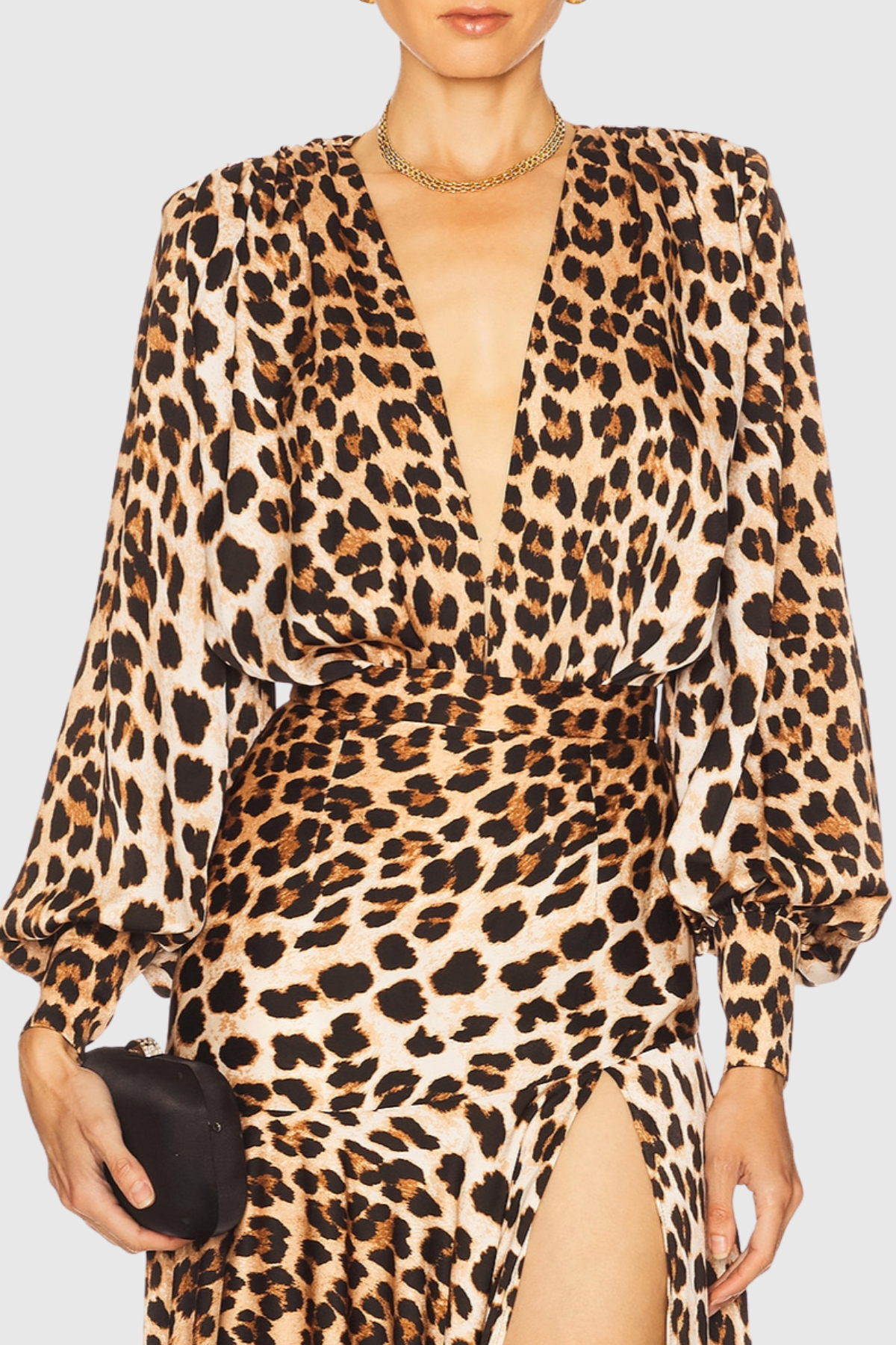 Enrique Leopard Split Maxi Dress