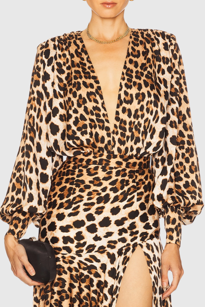 Enrique Leopard Split Maxi Dress