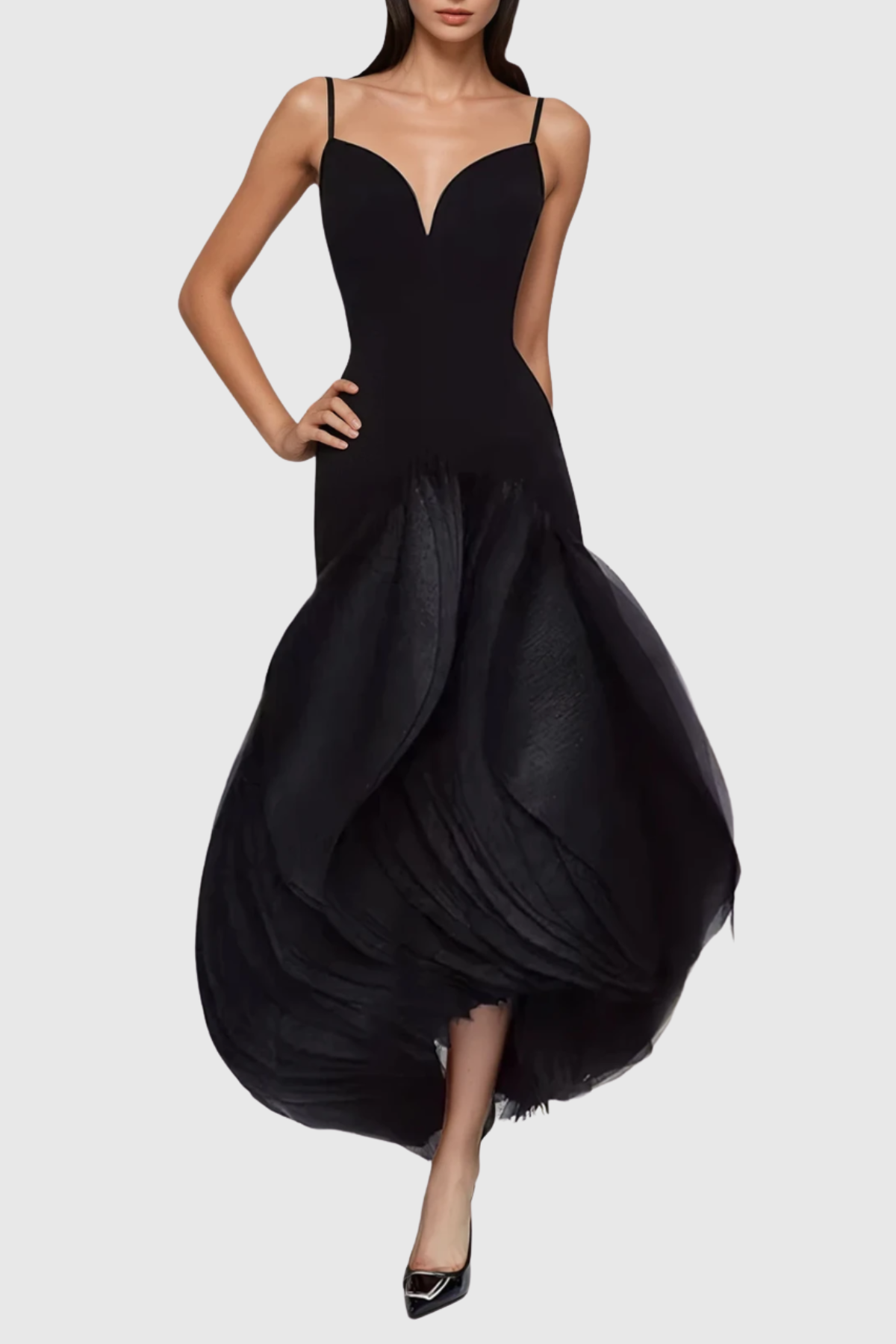 Eoshan Spaghetti Petal Midi Dress