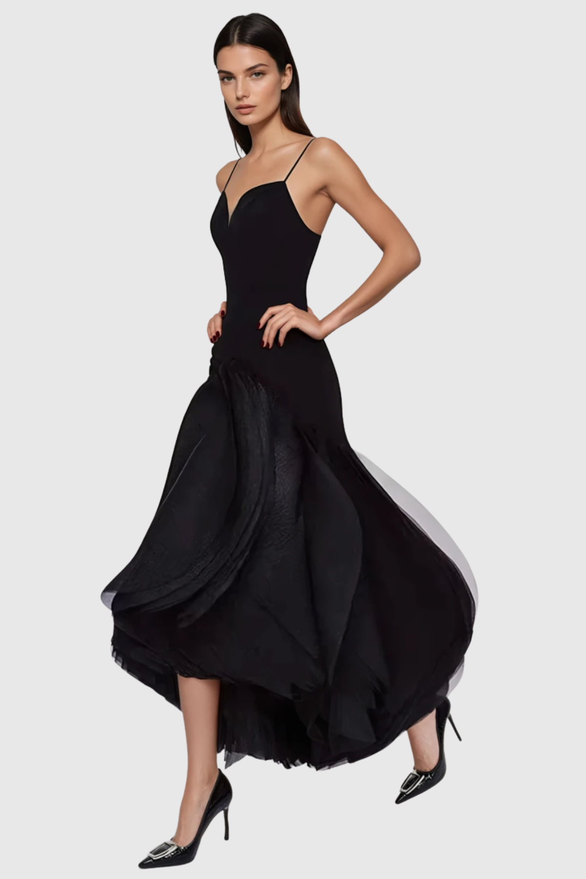 Eoshan Spaghetti Petal Midi Dress