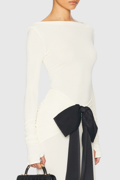 Ephara Bow Ruched Maxi Skirt