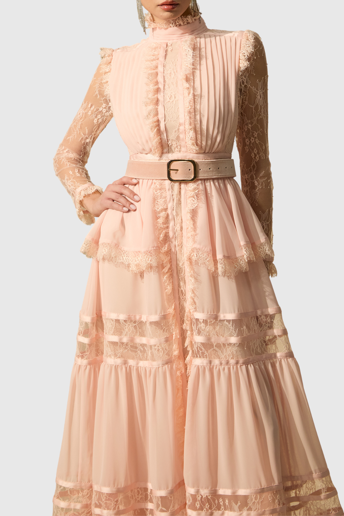 Ephrodia Lace Ruffle Maxi Dress