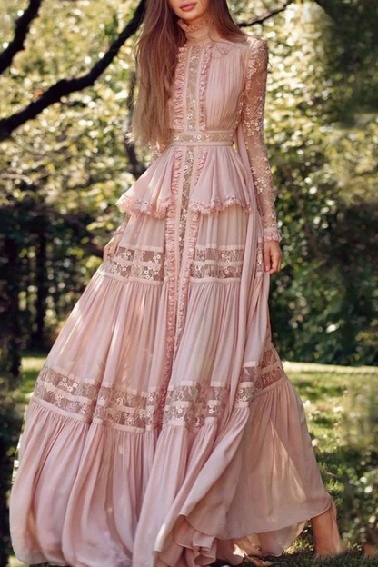 Ephrodia Lace Ruffle Maxi Dress