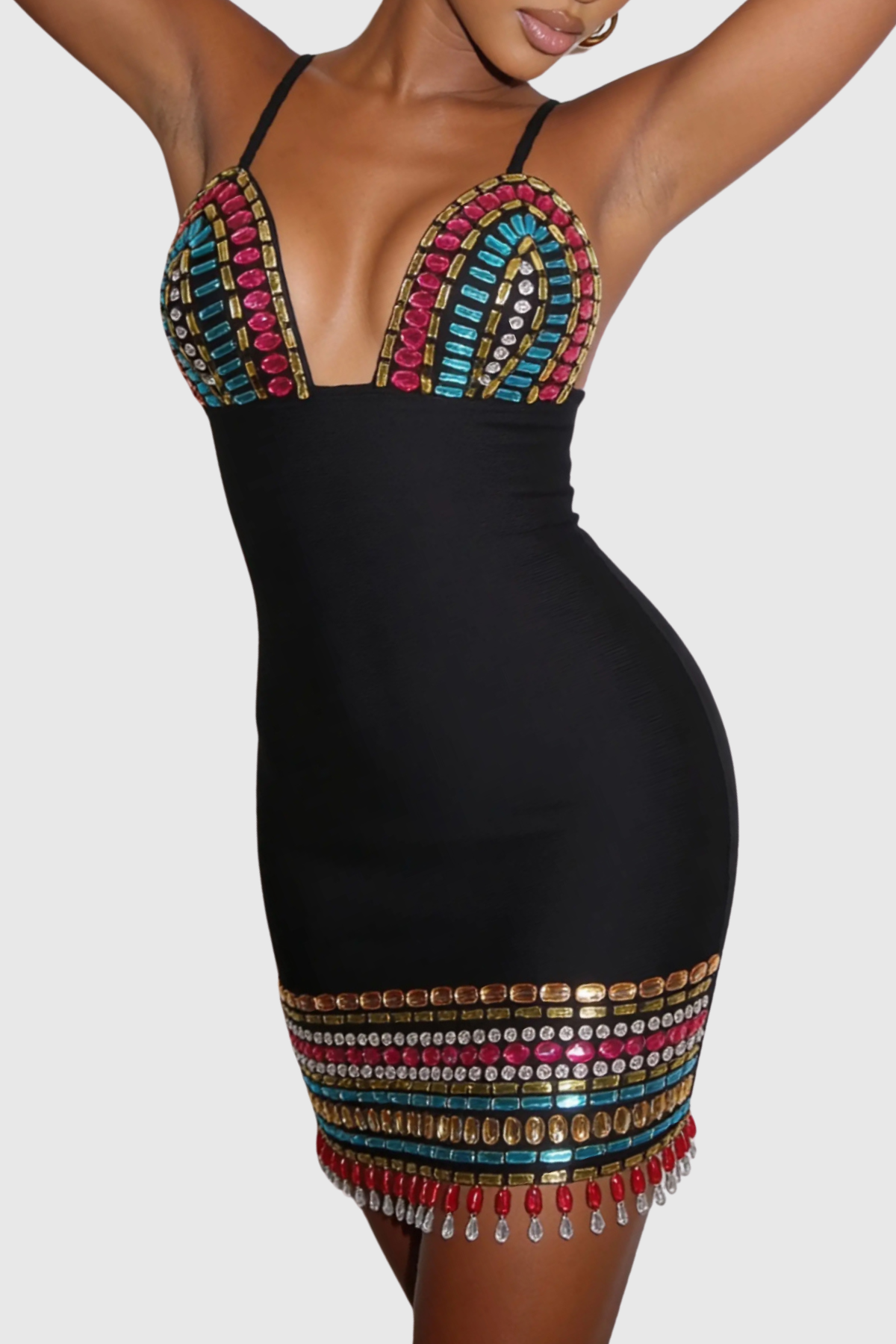 Eponine Rhinestone Embellished Mini Bandage Dress