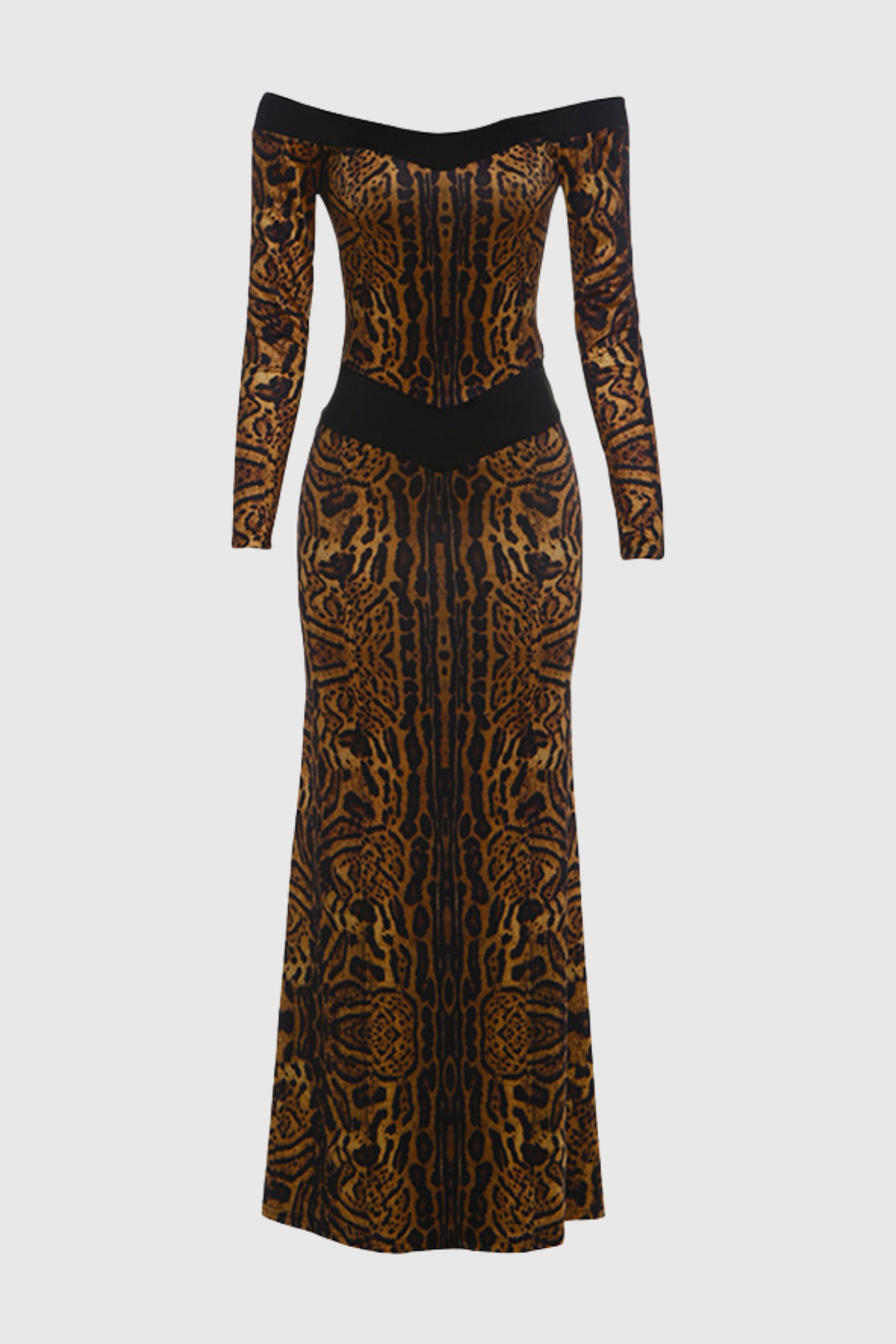 Epperla Off Shoulder Leopard Backless Maxi Dress