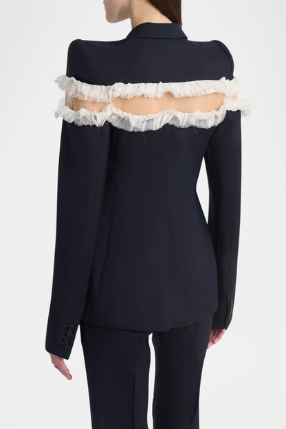 Erasas Lace Ruffle Blazer & Pants Set