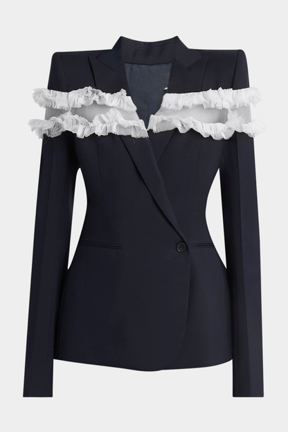 Erasas Lace Ruffle Blazer & Pants Set
