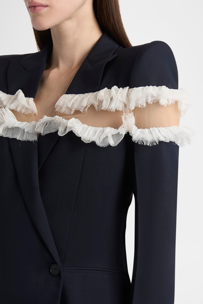 Erasas Lace Ruffle Blazer & Pants Set