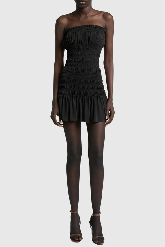 Ereno Strapless Ruched Mini Dress - Black