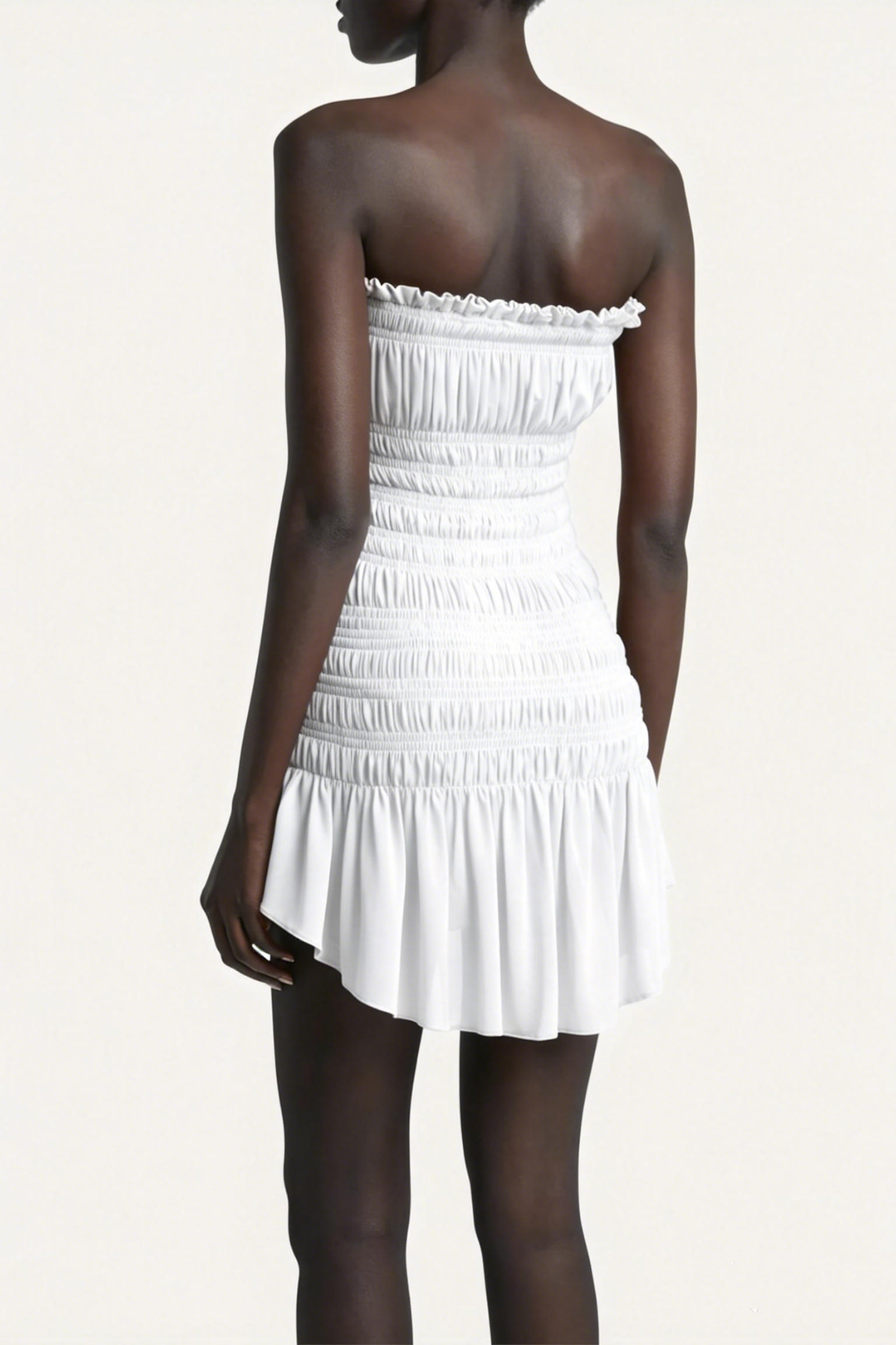 Ereno Strapless Ruched Mini Dress - White