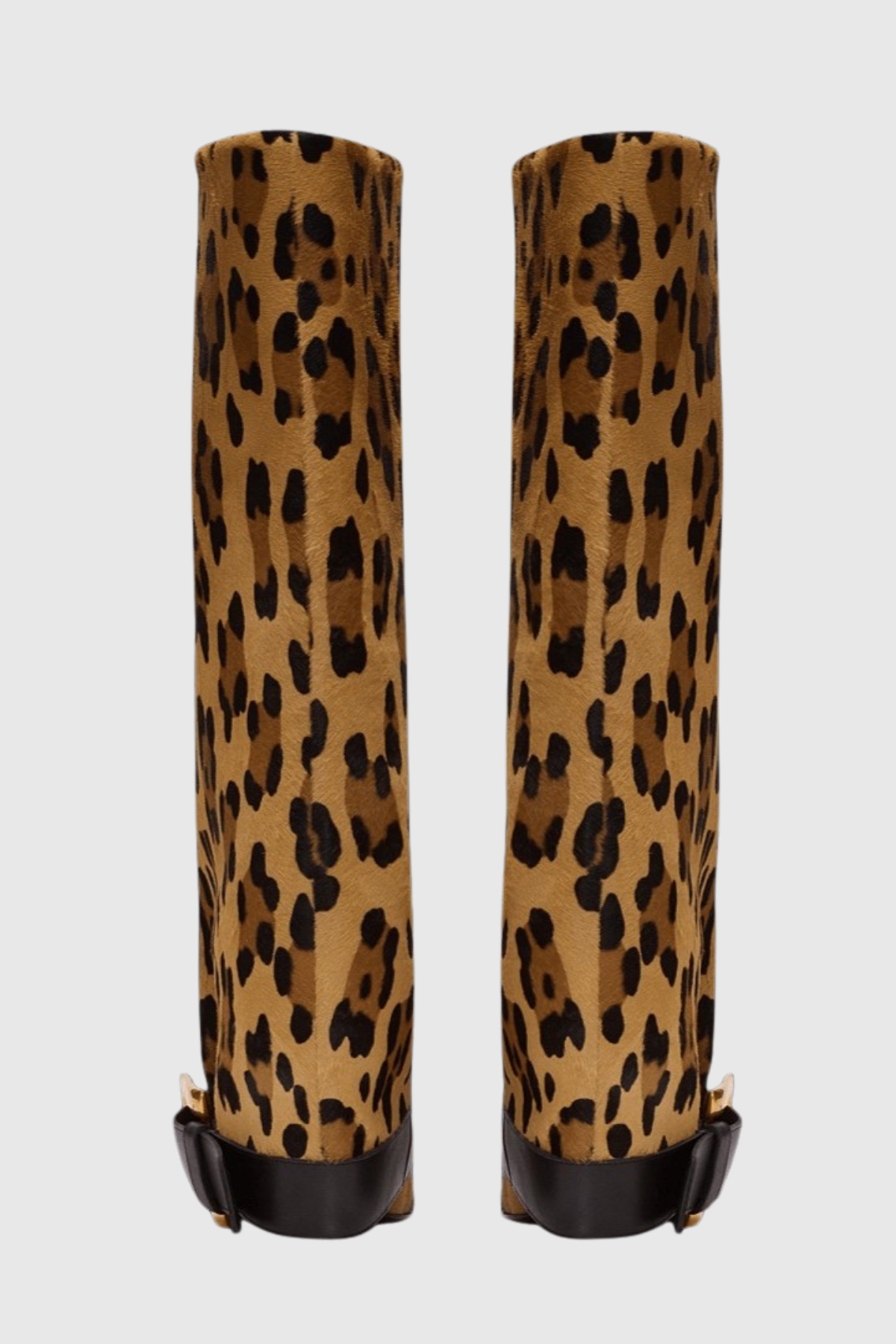Erila Gold Buckle Knee Hight Boots - Leopard