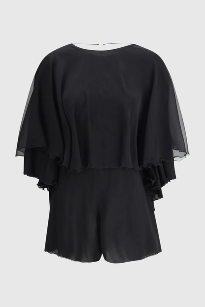 Eripra Backless Ruffle Playsuit - Black
