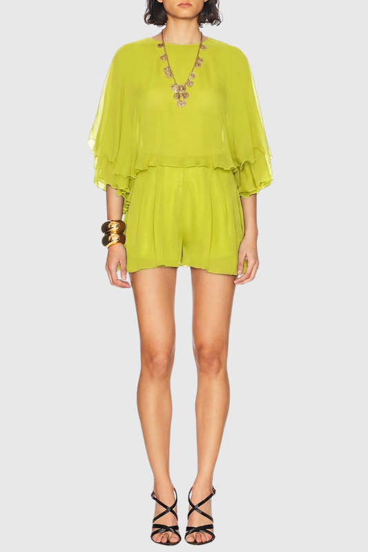 Eripra Backless Ruffle Playsuit - Green