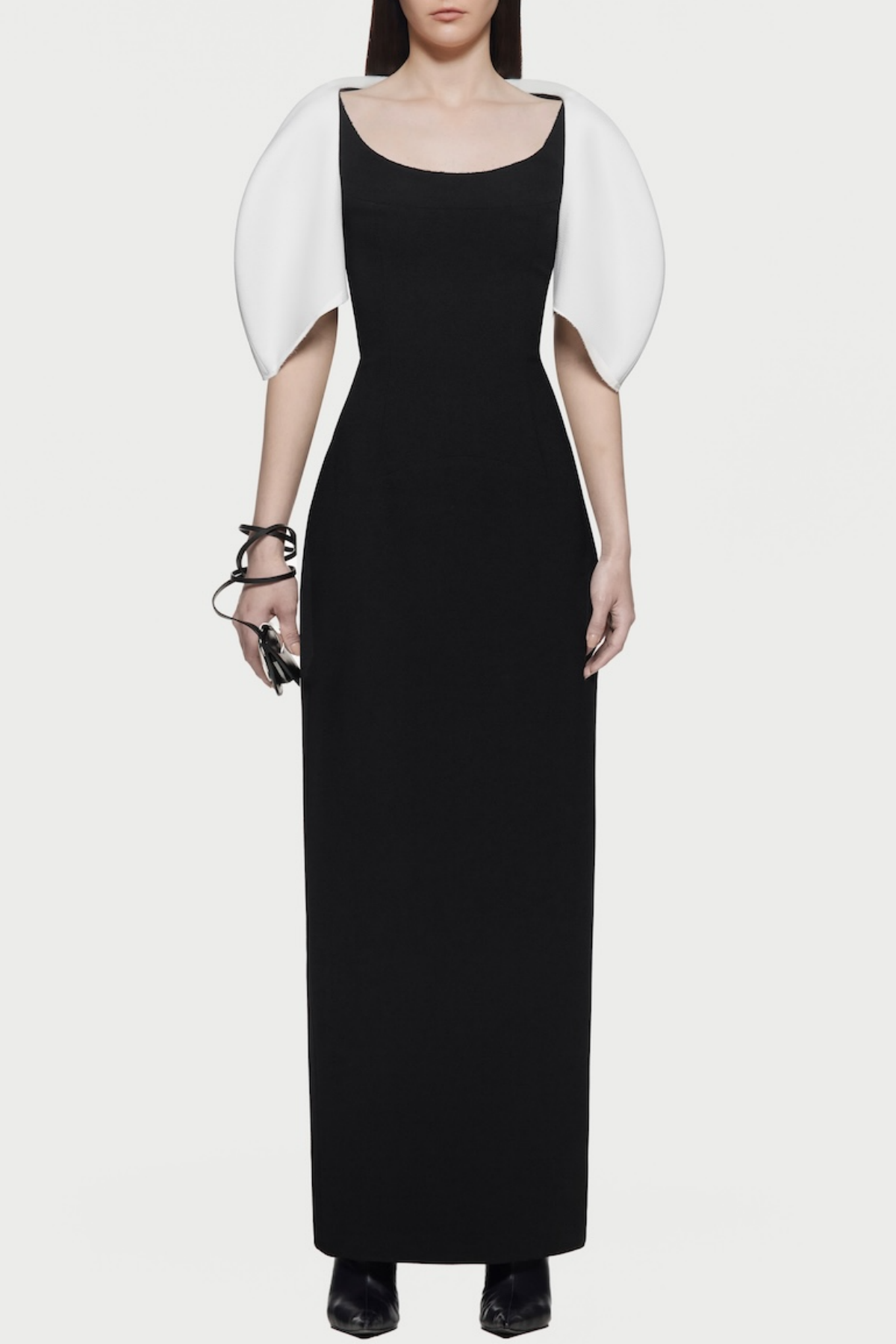 Esai Puff Sleeve Contrast Maxi Dress - Black