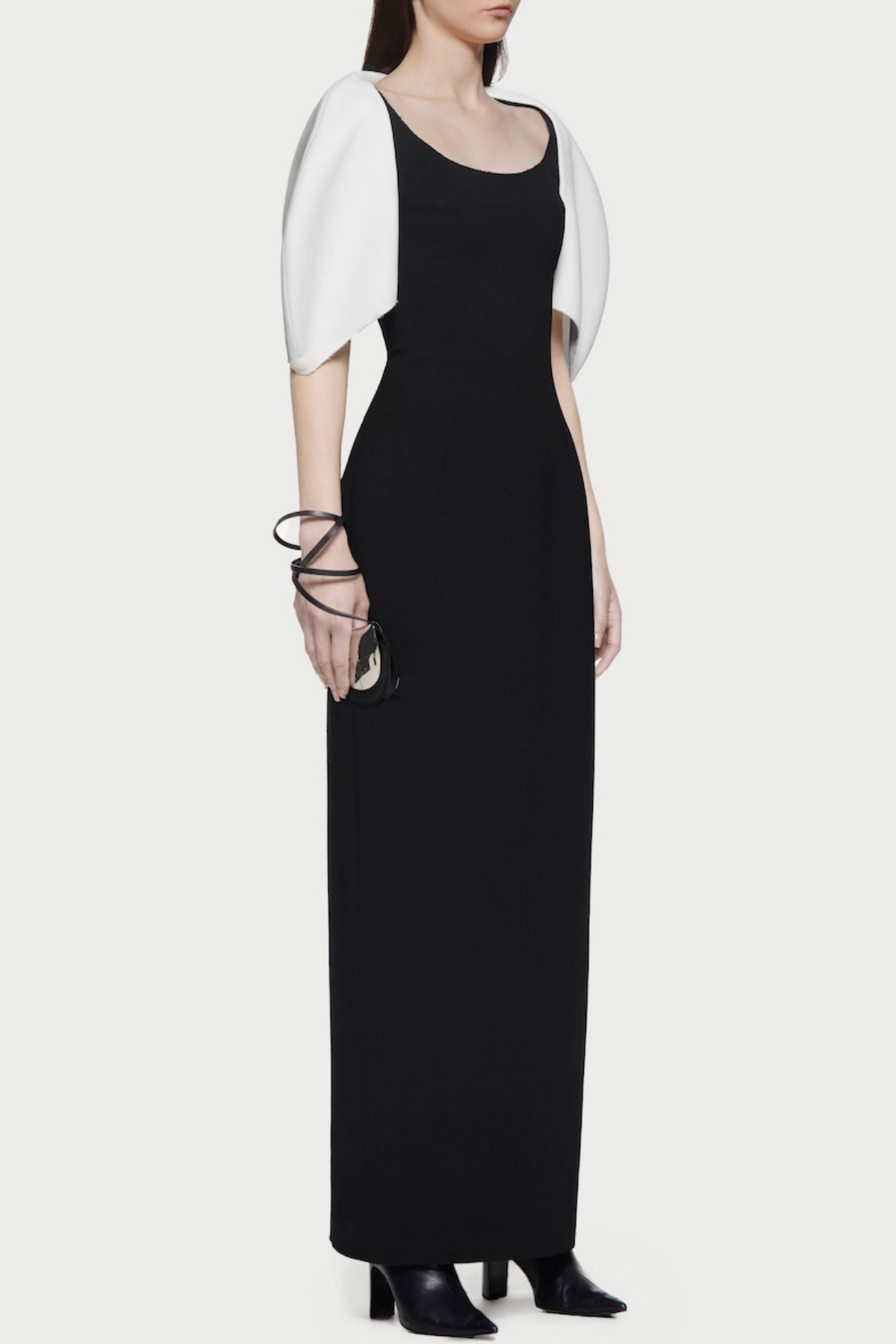 Esai Puff Sleeve Contrast Maxi Dress - Black