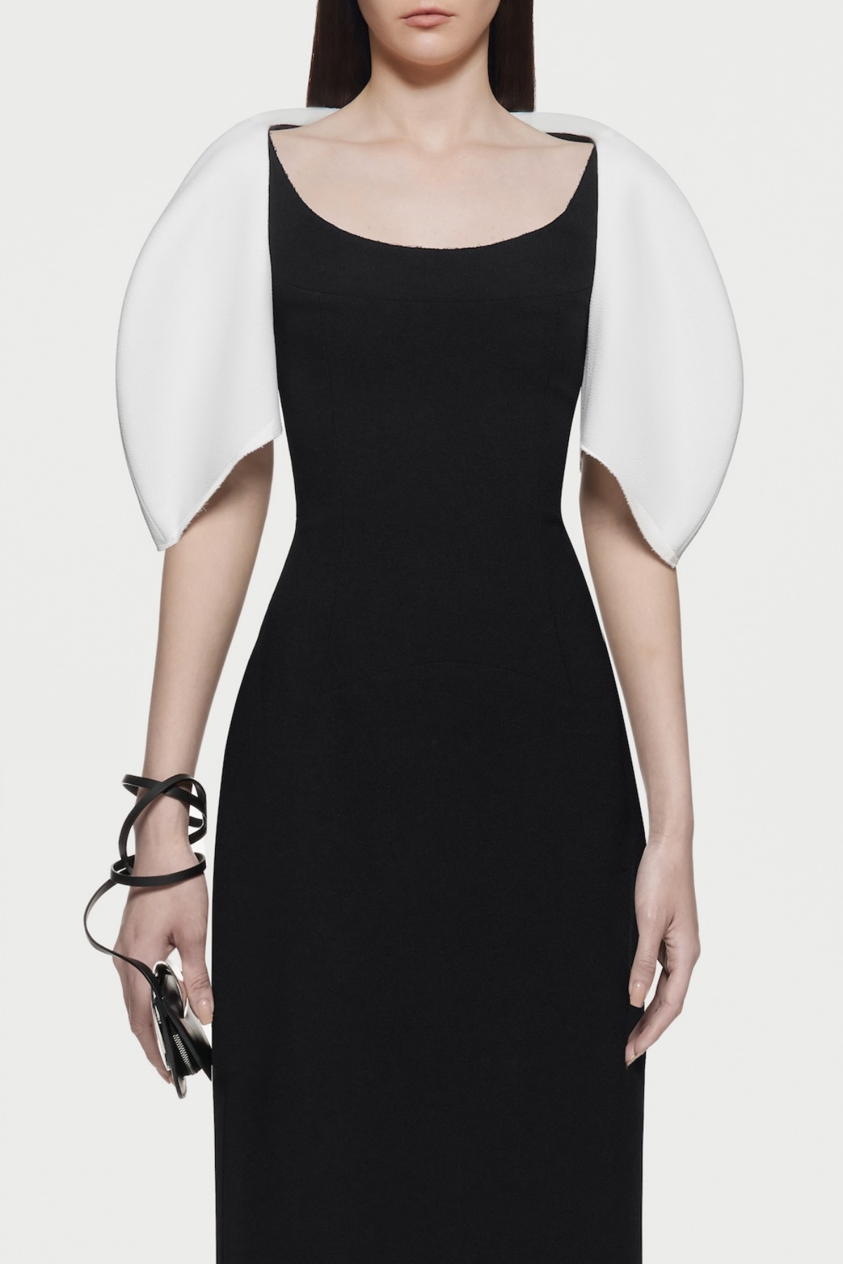 Esai Puff Sleeve Contrast Maxi Dress - Black