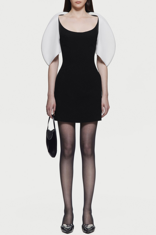Esai Puff Sleeve Contrast Mini Dress