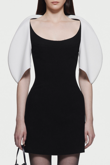 Esai Puff Sleeve Contrast Mini Dress