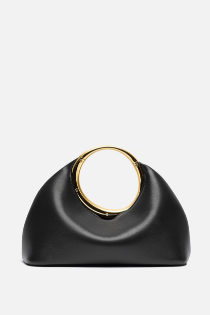 Esme Circle Leather Clutch - Black