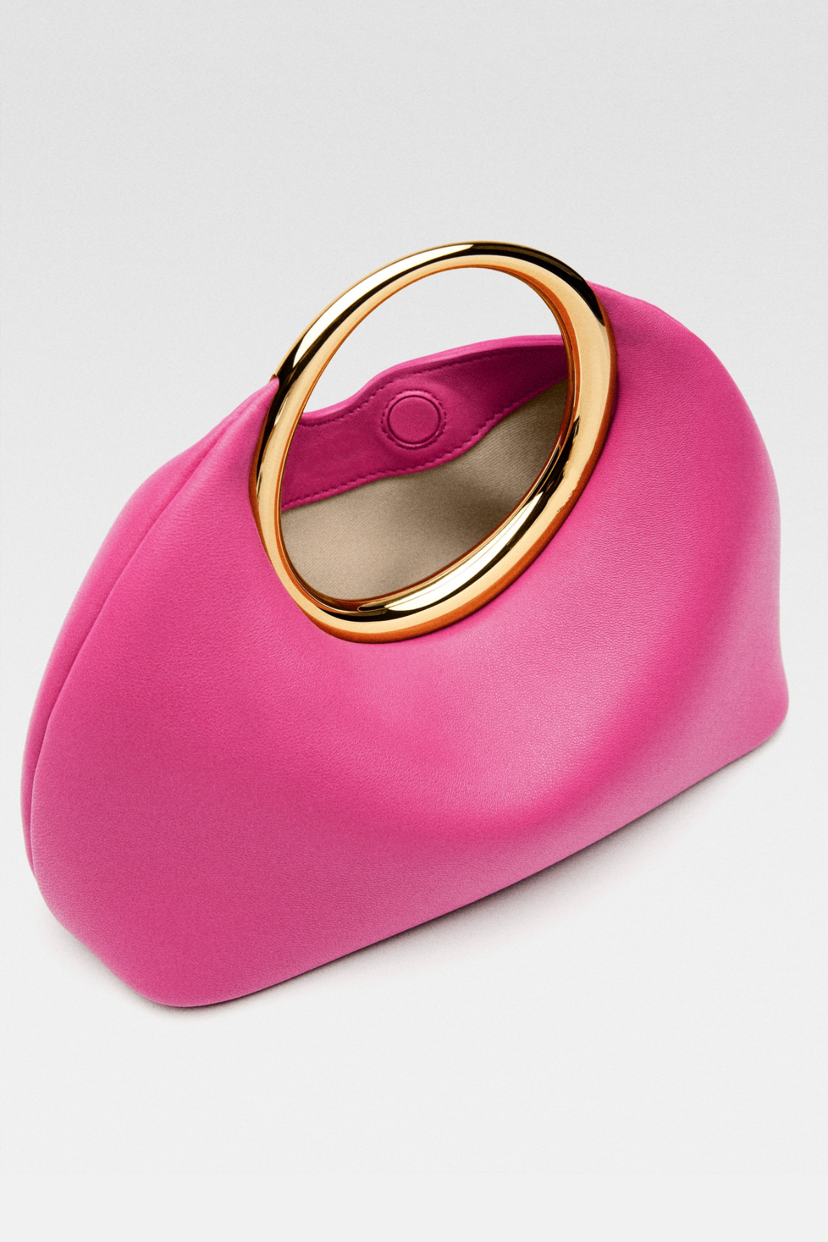 Esme Circle Leather Clutch - Pink