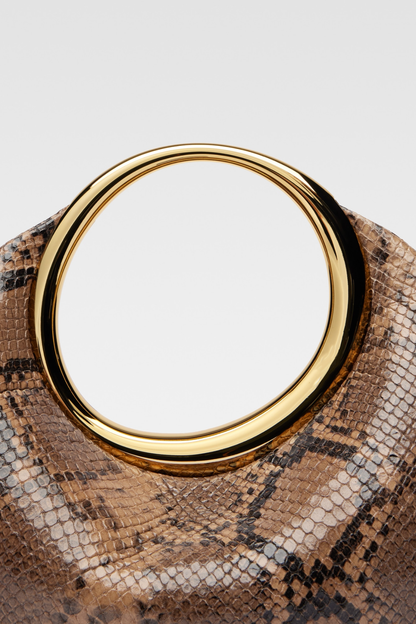 Esme Circle Leather Clutch - Snake