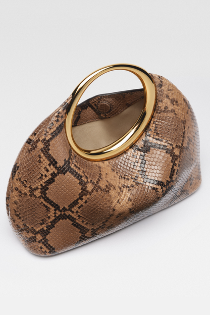 Esme Circle Leather Clutch - Snake