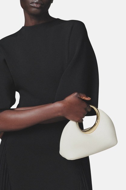 Esme Circle Leather Clutch - White