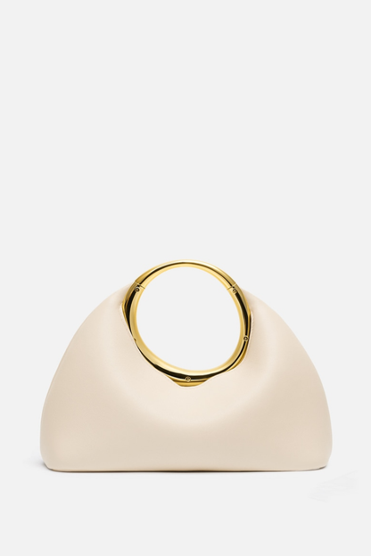 Esme Circle Leather Clutch - White